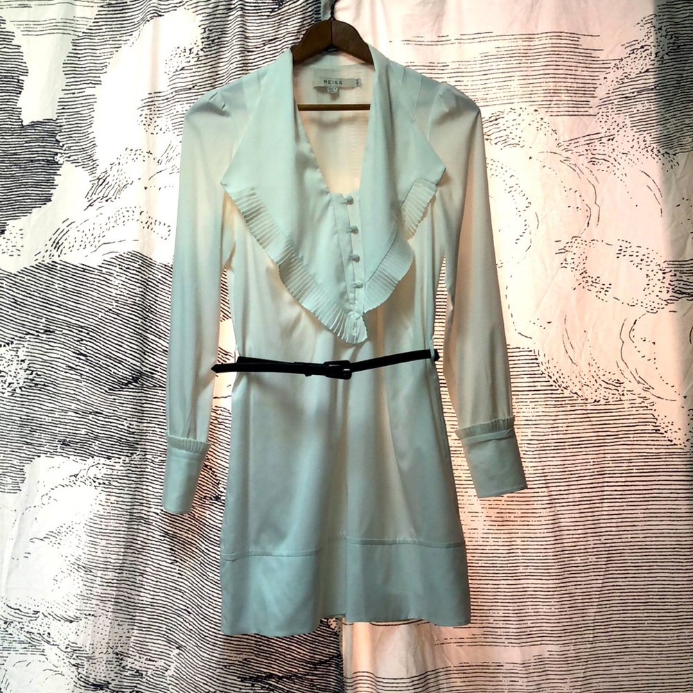 Fabulous Reiss White Long-sleeved Cocktail Dress Sz.8 Great Condition